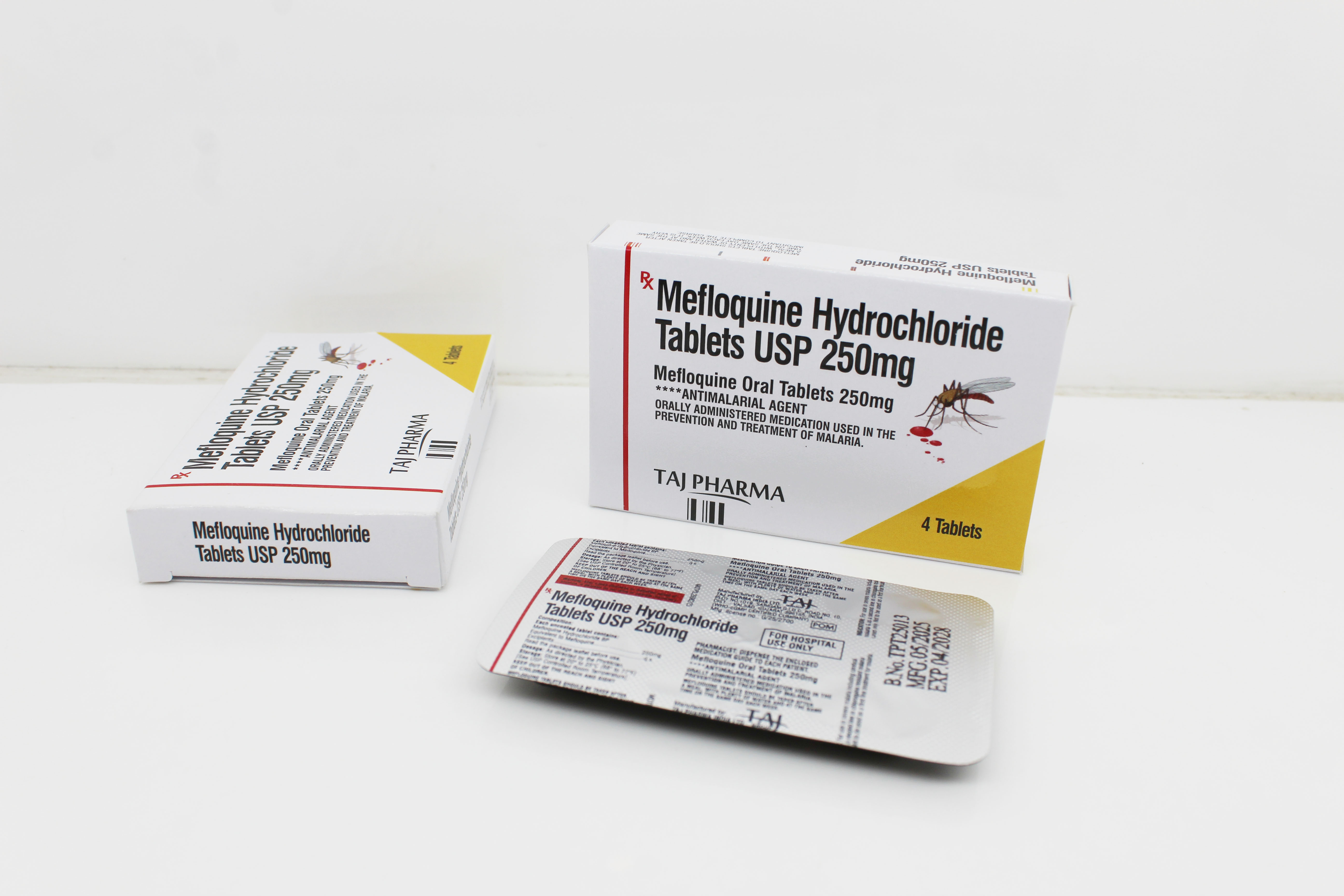 Mefloquine Hydrochloride Tablets 250mg Exporters in India - Global export of generic antimalarial medication by Taj Pharma